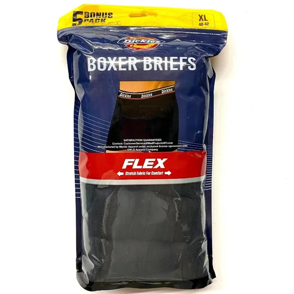 Men's Dickies 5-Pack Cotton Contour Pouch Boxer Briefs - Black - XL (40-42) - Picture 1 of 4